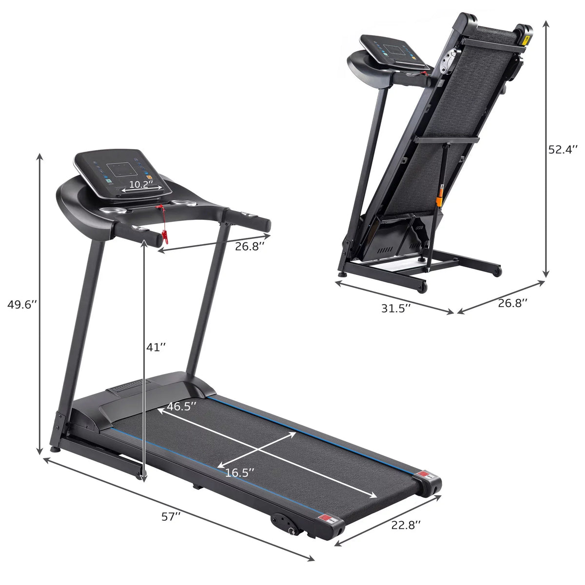 Motorized Speakers, Gym MPH Incline for with Max. Audio Treadmill Home 10 and aixvx Electric