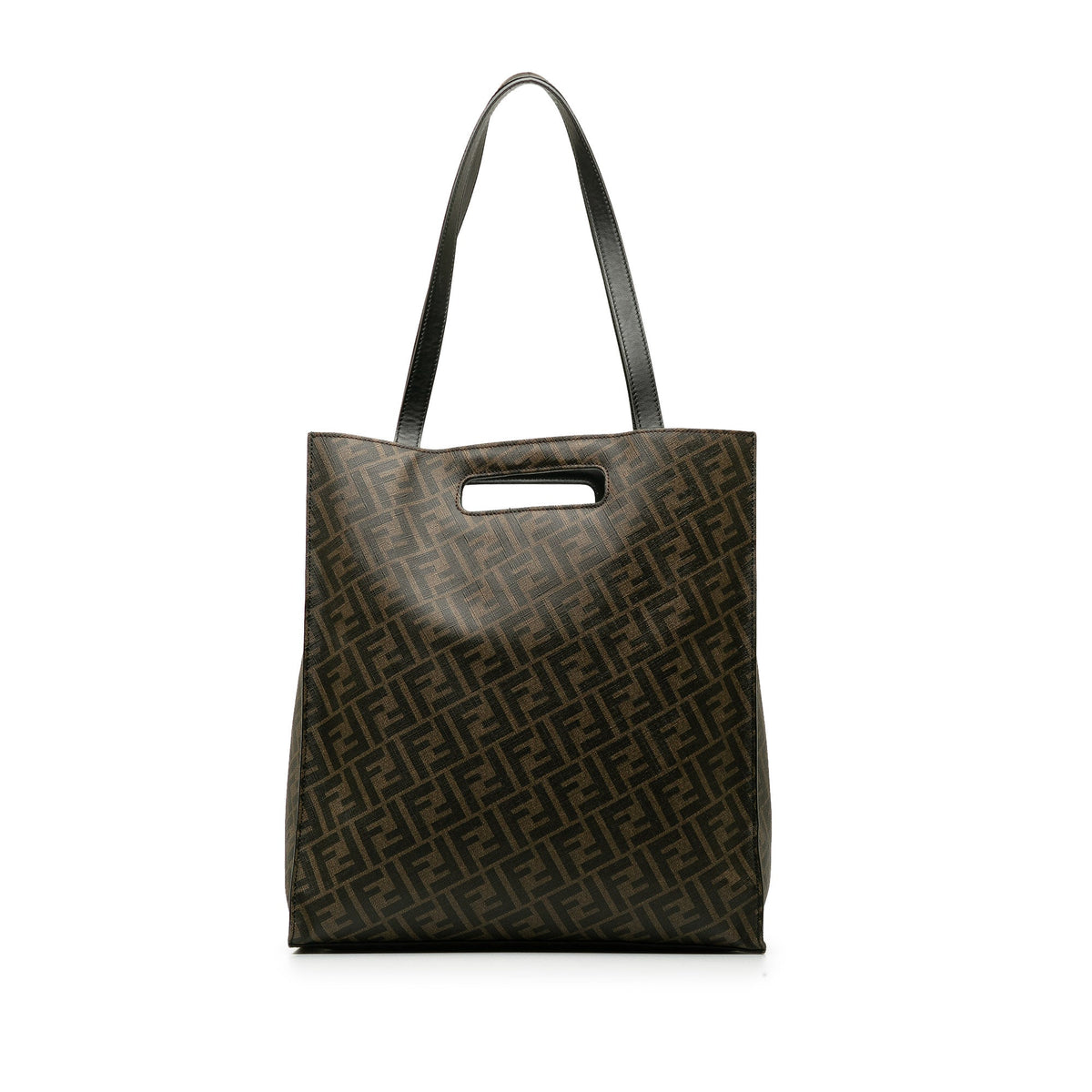 Brown Fendi (Good) Coated 1974 Shopping Fabric Tote Satchel Pre-Owned Unisex Zucca Authenticated Canvas