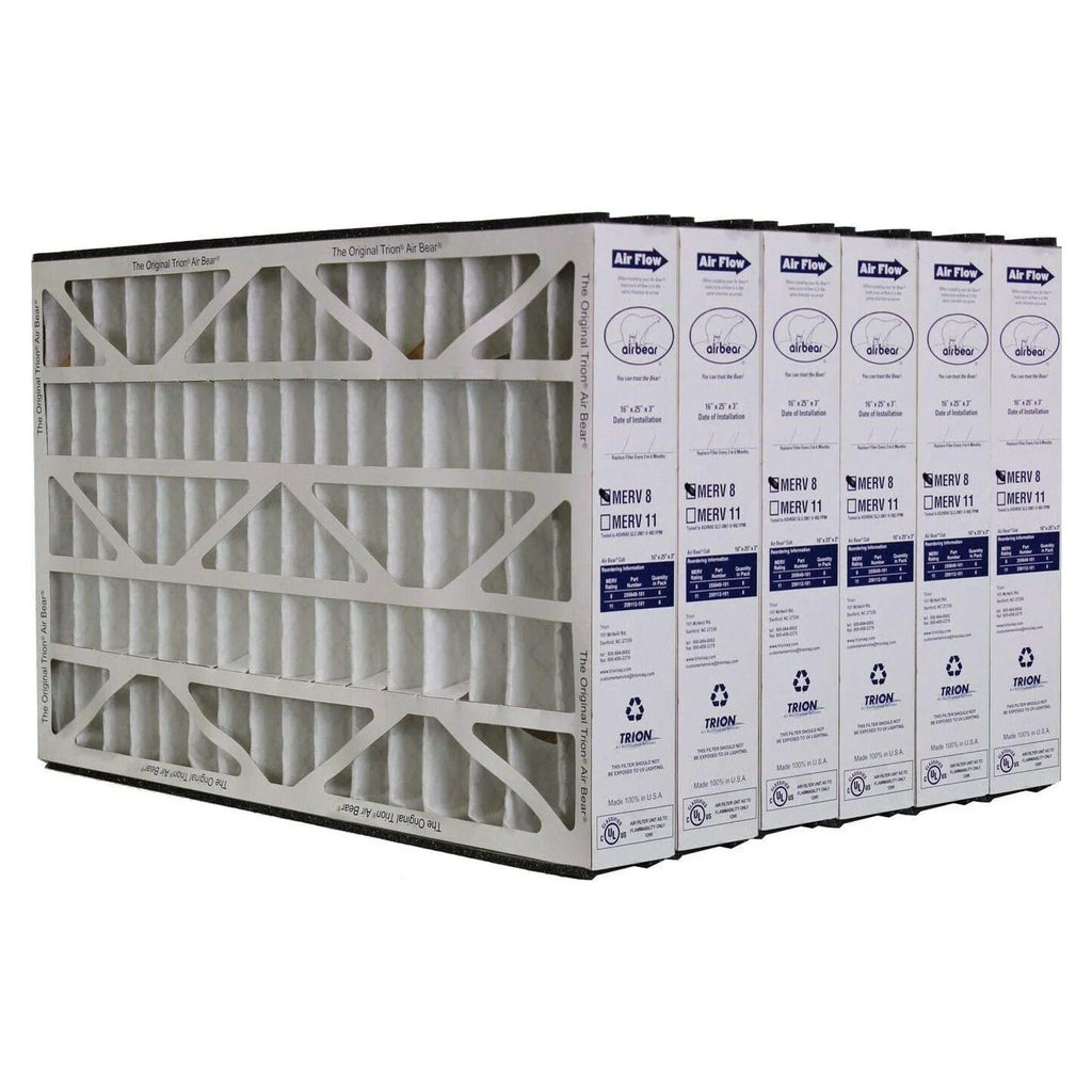 Purifier (6 Air Bear Pack) 255649-101 Air 8 MERV Inch Filter Trion 16x25x3
