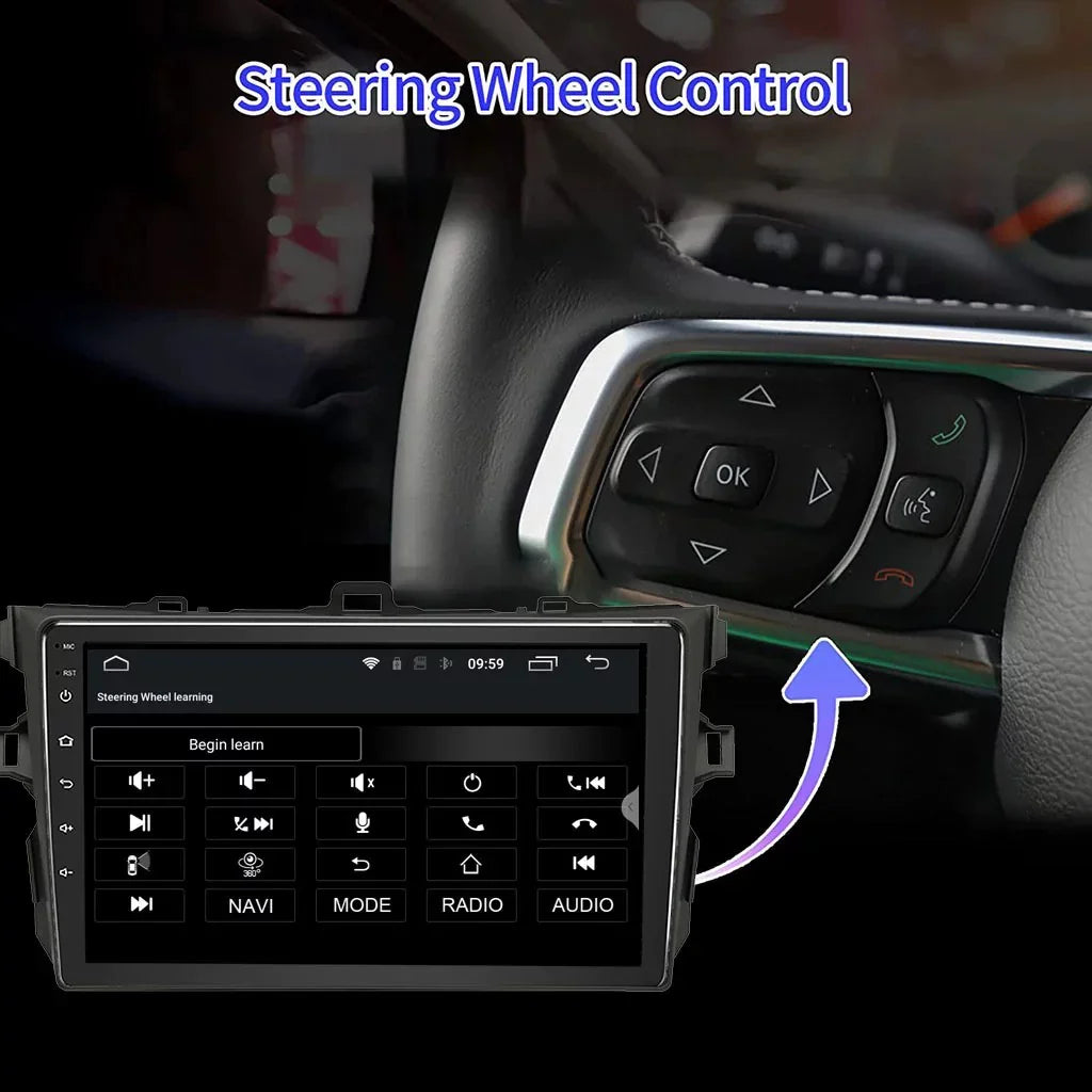 CarPlay&Android Auto,9 Stereo Car Double 12 Corolla Din GPS Compatible 08-12 Car FM&AM, Touch Inch Bluetooth, for Camera Binize Radio with Backup Android Support Navigation, Screen