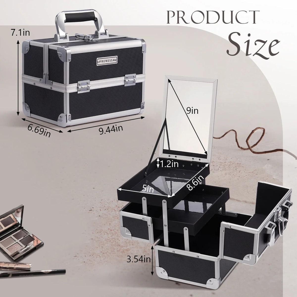 Organizer Trays with Lockable Train Mirror 2 Joligrace Storage Case Box Makeup Makeup Case Cosmetic