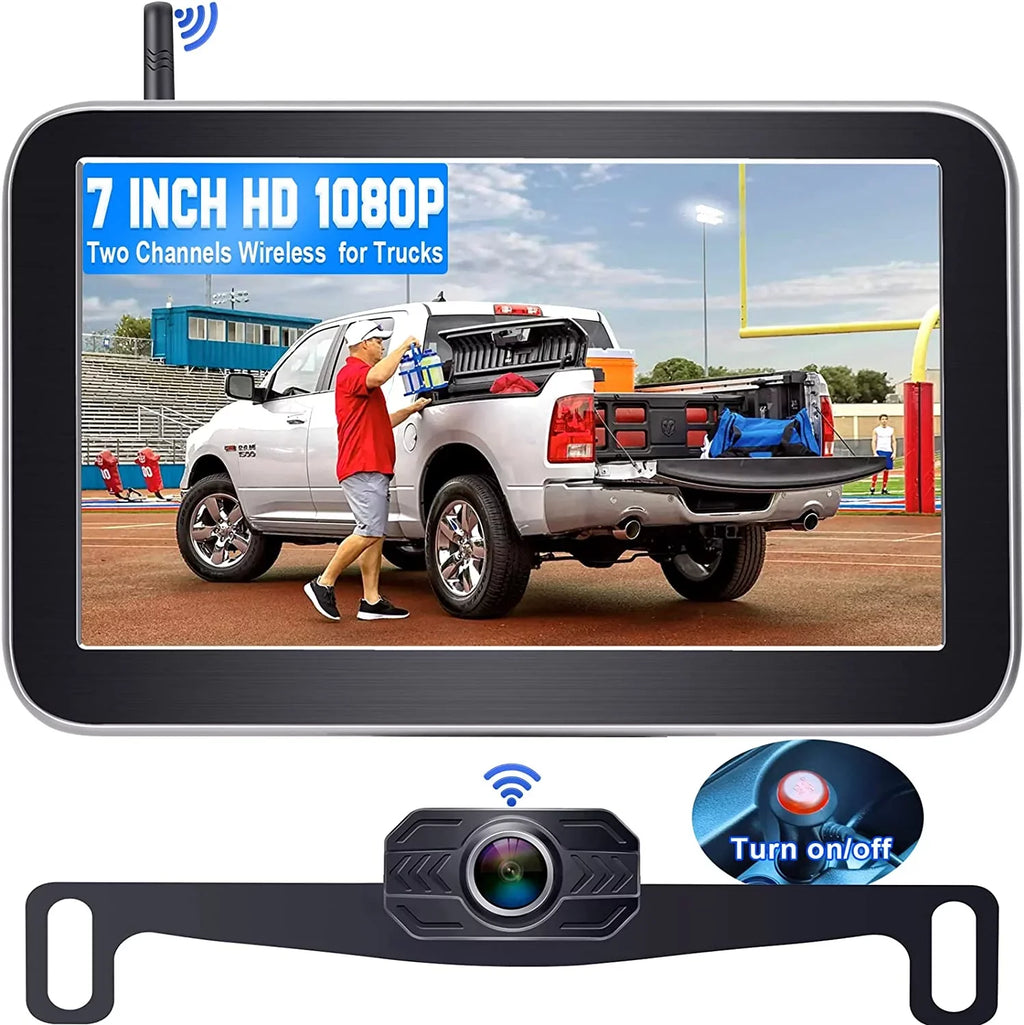 Play DoHonest Install V Backup for Channel Night Stable Wireless 7-Inch: Car Auto-Switching Bluetooth Monitor Easy Camper and vision Reverse Cam Truck Pickup Van Camera HD 2 Plug Kit Signal to 1080P