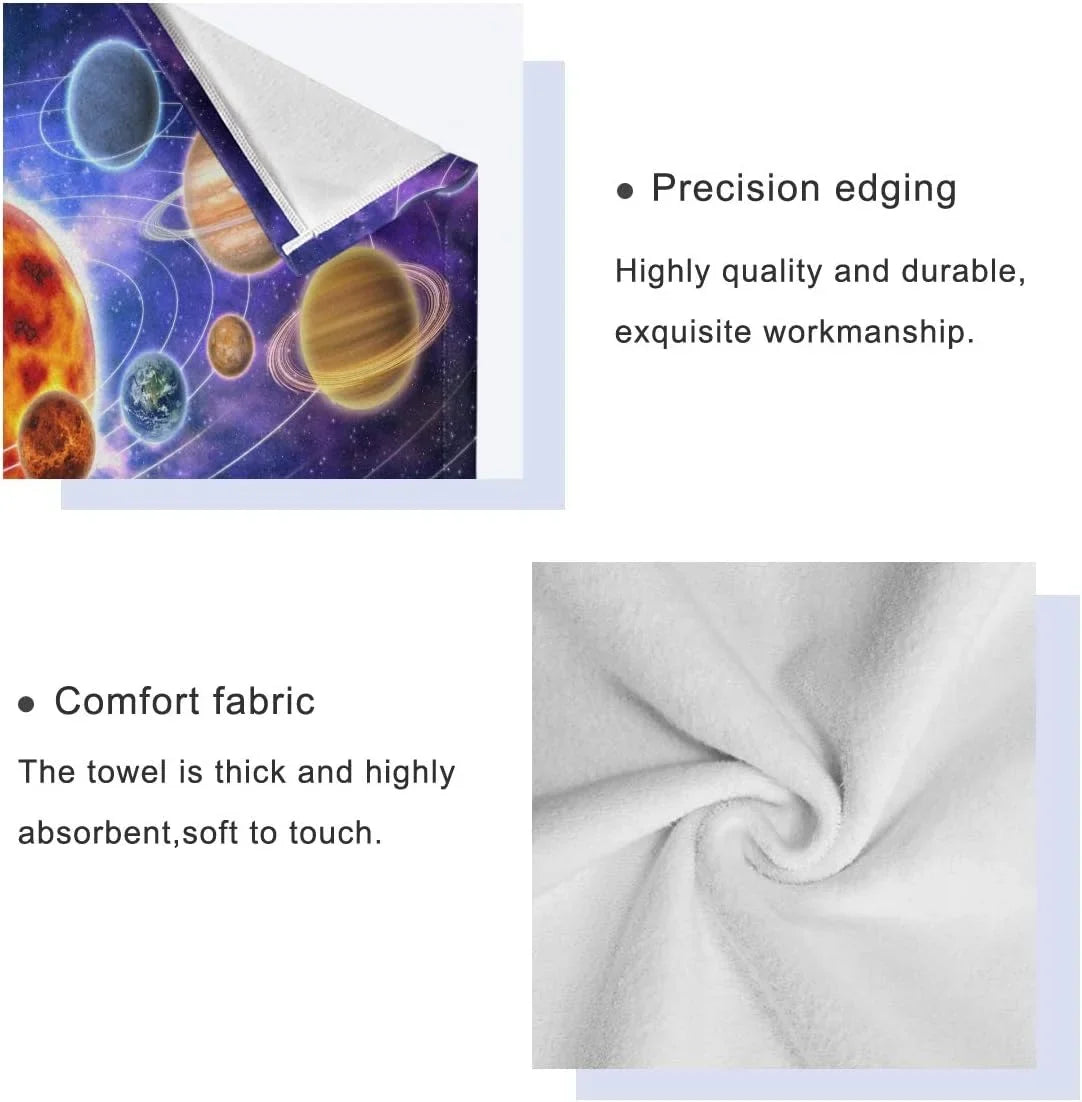 3 Coolnut Piece System Planets Towels Bath Set, Hand 1 Washcloths 1 & Quick-Drying and cloth Towels 1 Wash Absorbent, Solar Towels,